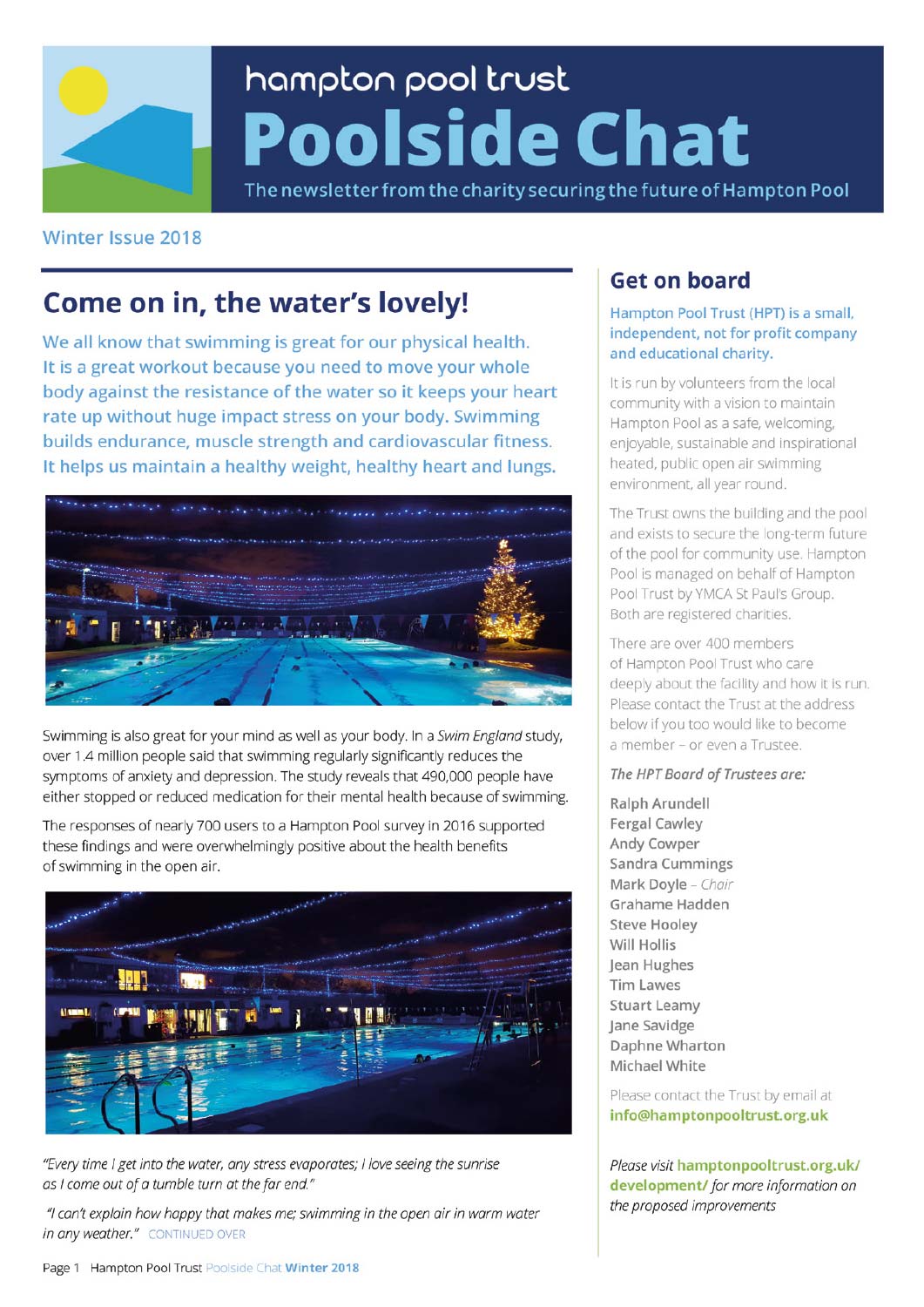 Poolside Chat Newsletter Winter 2018